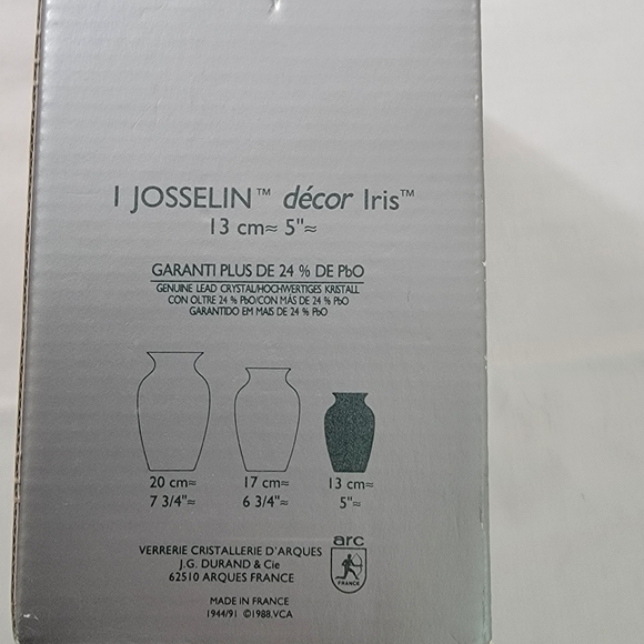 J G Durand Cristal D'Arques Crystal Enamel Lily 5" Vase France Original Box - Picture 3 of 11